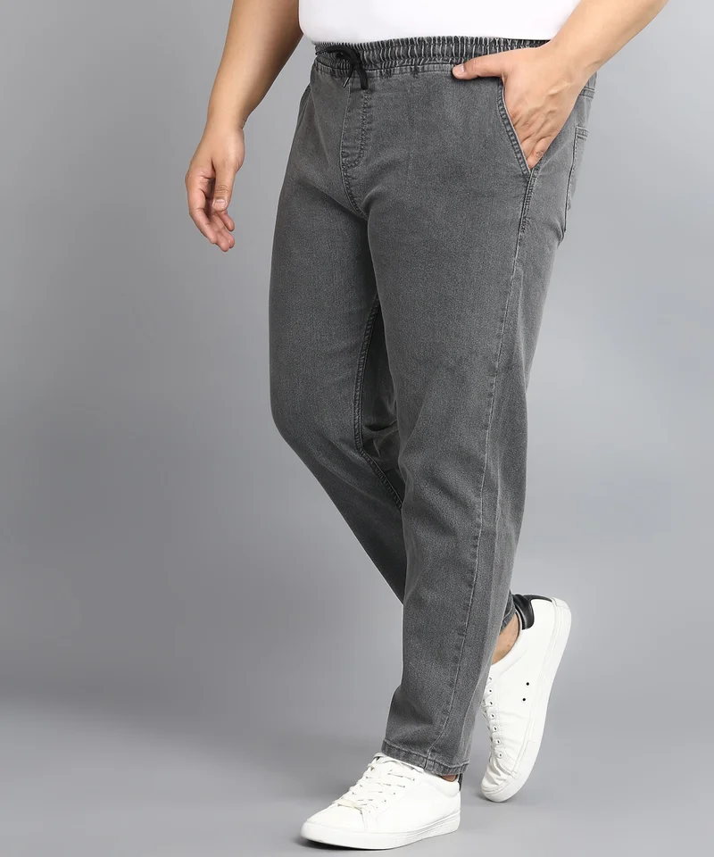 Urbano Fashion  Urbano Plus Men's Grey Regular Fit Washed Jogger Jeans Stretchable for Men | Best Price UAE